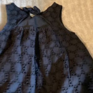 Toddler navy blue eyelet dress